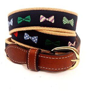 Stylish Brown Leather Belt with Colorful Bow Tie Design